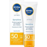 NIVEA SUN Gesichtscreme Sensitive Sonnencreme für empfindliche Haut SPF50, 50 ml