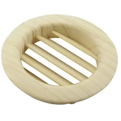 Lüftungsrosette rund mit schrägen Lamellen aus Holz - 112 mm , Fichte