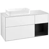 Villeroy & Boch Finion Waschtischunterschrank G691PDGF 120x60,3x50,1cm, Regal rechts Black matt lacquer, Glossy white lacquer