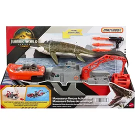 Jurassic World Rettungsboot mit Mosasaurus & Jeep Set 32 cm