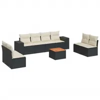 VidaXL 9-tlg. Garten-Sofagarnitur mit Kissen Schwarz Poly Rattan