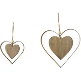 Dekoleidenschaft 2 Deko-Hänger Herz in Herz aus Metall in Rost-Optik & Treibholz, Fensterschmuck, Hängedeko, Hochzeitsdeko, Wanddeko