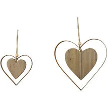 Dekoleidenschaft 2 Deko-Hänger Herz in Herz aus Metall in Rost-Optik & Treibholz, Fensterschmuck, Hängedeko, Hochzeitsdeko, Wanddeko