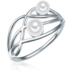 Lulu & Jane Perlen-Ring Messing Muschelkernperle in Silber Ringe   Damen 