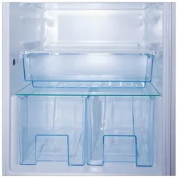 Wallario Möbelfolie Leerer Kühlschrank - offene Leere ohne Inhalt blau