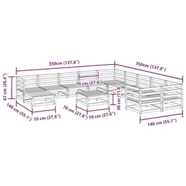 vidaXL Garten-Sofagarnitur 12-tlg. Loungeset braun