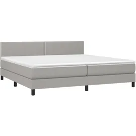 vidaXL Boxspringbett mit Matratze & LED Hellgrau 200x200 cm Stoff