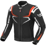 Berik Radic Motorrad Leder- / Textiljacke Schwarz/Rot/Weiß 52