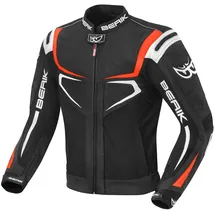 Berik Radic Motorrad Leder- / Textiljacke Schwarz/Rot/Weiß 52