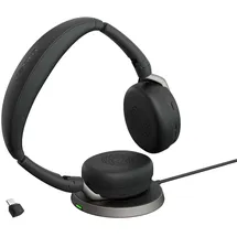 JABRA Evolve2 65 Flex MS Stereo USB Headset schwarz USB-C inkl. Wireless-Charging-Pad
