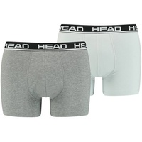 HEAD Herren Boxershort, 2er Pack - Basic, Baumwoll Stretch, einfarbig Grau L