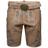 Krüger Trachtenlederhose Demian mit Gürtel Herren (1-tlg) Trachtenlederhose, Trachtenhose, Bayerische Lederhose, Oktoberfest braun 48