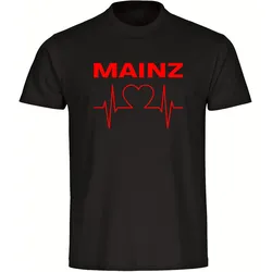 multifanshop Kinder T-Shirt - Mainz - Herzschlag - Druck rot - Kind