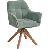 Livetastic Armlehnstuhl, Grün, Eiche, Holz, Textil, Eiche, massiv, Drehkreuz, 61x85x63 cm, Sitzfläche 360° drehbar, inklusive Armlehnen, Esszimmer, Stühle, Esszimmerstühle, Armlehnenstühle