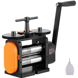 VEVOR 3 in 1 Handwalzwerk Maschine 57 mm Kombinationswalzwerk, Manueller Walzwerk Schmuckwalzwerk Einstellbare Dicke von 0 bis 5,5 mm, Handwalzwerk Maschine für Platin / K-Gold / Messing / Aluminium