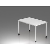 Hammerbacher HS12 höhenverstellbarer Schreibtisch weiß rechteckig, 4-Fuß-Gestell silber 120,0 x 80,0 cm