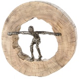 CASABLANCA - Deko Skulptur Jumping - Figur Dekoration aus Holz und Aluminium - Farbe: Gold - Höhe 29 cm