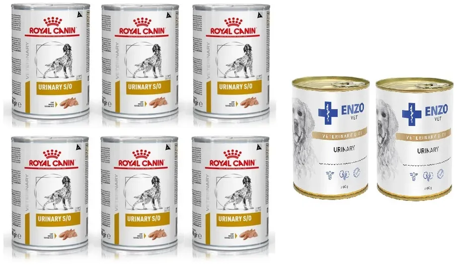 ROYAL CANIN Urinary S/O 6x410g + ENZO VET Urinary bei Harnwegserkrankungen mit Huhn für Hunde 2x400g (Mit Rabatt-Code ROYAL-5 erhalten Sie 5% Rabatt!)