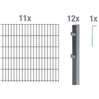GAH Alberts Doppelstabmattenzaun 2200 x 120 cm Anthrazit