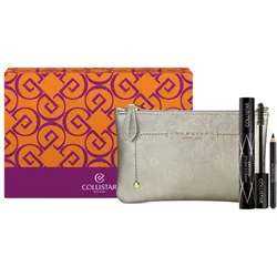 Collistar XMAS SET 2024 MAKE-UPIMPECCABILE MASCARA + MINI PROFESSIONALE EYE PENCIL BLACK Metallic Beauty Bag Make-up Set