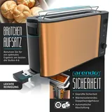 Arendo 3-teiliges Frühstücks-Set, 2-Scheiben Langschlitz Toaster, 6er Eierkocher, Wasserkocher 1,5 Liter, Kupfer