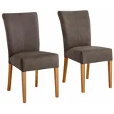 Home Affaire »Queen«, Polsterstuhl BESTSELLER«, (Set), 2 St., Luxus-Microfaser, verschiedene Bezüge, Gestell Massivholz braun