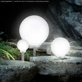 ETC Shop 3x LED Solar Steck Steh Lampen weiß Garten Weg Außen Beleuchtung Wand Kugel Leuchten Terrasse