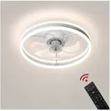Euroton Deckenventilator Deckenventilator LED Beleuchtung Deckenlampe Fernbedienung, 20 cm Durchmesser, Nicht zutreffend weiß