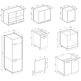 Vicco Küchenzeile R-Line 300 cm anthrazit hochglanz