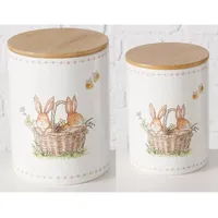 Boltze Küchenbehälter aus Keramik CHARMY 13 x 17 cm 2-tlg. Beige/Weiß