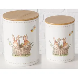 Boltze Küchenbehälter aus Keramik CHARMY 13 x 17 cm 2-tlg. Beige/Weiß