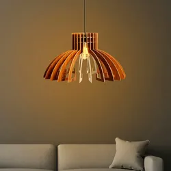 WellHome Deckenlampe 65cm in Walnuss-Design Krone
