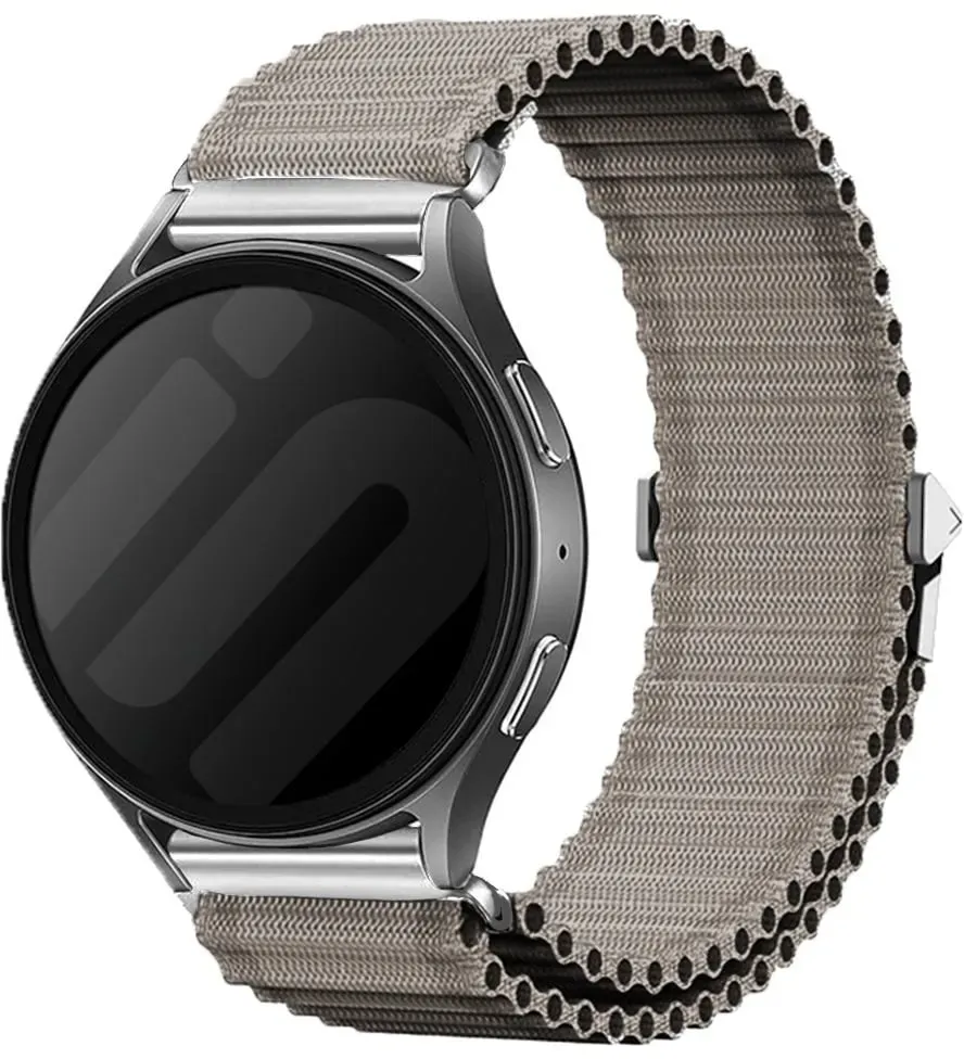 Strap-it TicWatch (22mm) Armband Nylon für TicWatch  - Grau - Clip Verschluss