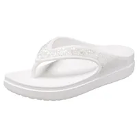 Crocs Sloane Flip-Flops mit Keilabsatz, Sandalen für Damen, weiß / glitzer, 41-42 EU - 41 EU