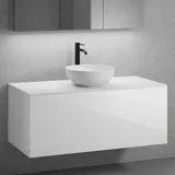 neoro n50 Unterschrank B: 120 cm mit 1 Auszug, Waschtisch Ø 45 cm weiß matt, B: 120.5 BN0106WM+BN0434WH+BN0404WH