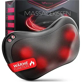 Wellax - Massagekissen mit Wärmefunktion & 360° Drehung - Nackenmassagegerät mit 3 Geschwindigkeiten für Schultern & Rücken - Schwarz