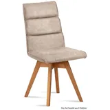 58 aufm Kessel Esszimmerstuhl Küchenstuhl drehbar (2er-Set) Doris 47x92x60 Eiche geölt/Anthrazit (Lieferung bis Verwendungsstelle, 8 St), Stabiles Gestell aus Massivholz pflegeleichter Bezug aus Microfaser beige
