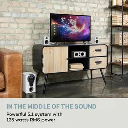 Areal 525 DG 5.1-Surround-System 125W RMS Opt-In BT USB SD AUX Fernbedienung Weiß