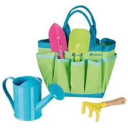 Toys pure 63892 Gartenwerkzeug mit Tasche L= 15,2 - 21,5 cm, Kunststoff, Metall, 5 Teile