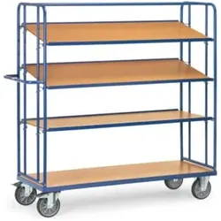 fetra Etagenwagen 4396 mit 4 Böden, Tragkraft 500kg, TPE-Reifen, Böden neigbar