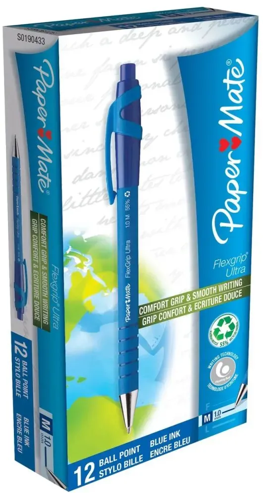 Papermate FlexGrip Ultra RT Blau Clip-on-Einziehkugelschreiber Medium 12 Stück(e)