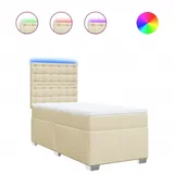 vidaXL Boxspringbett mit Matratze Creme 80x200 cm Stoff - Creme