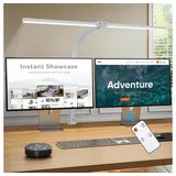 Lastar Schreibtischlampe LED Dimmbar mit Fernbedienung, 82CM 24W Doppelkopf Schreibtischlampe klemmbar, Schwanenhals Architektenlampe mit Touch Bedienung und Timer für Arbeit, Büro, Schwarz