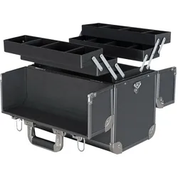 HMF 14902-02 Alu Werkzeugkoffer leer, Angelkoffer, individuelle Trennwände, 36,5 x 35 x 22 cm, Schwarz