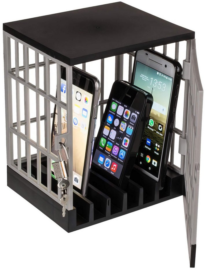 Phone Jail Gefängnis für Handy Smartphone Käfig mit Schloss Smartphone-Halterung, (Platz für 6 Smartphones)
