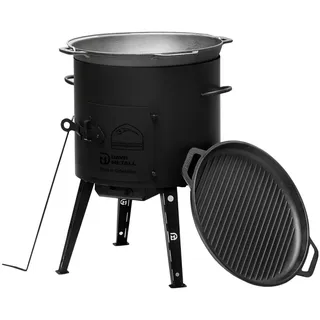 4big.fun Ø40 Uchag 2mm stahl Utschak Utschag Campingofen 12L Gusseisen Kazan mit Gusseisen Deckel-Grillpfanne Kasan Feuerstelle Feldküche Außenküche