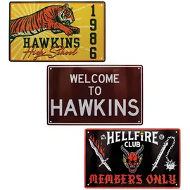 FaNaTtik Stranger Things Set mit 3 Blechschildern