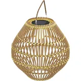 Outsunny Solarleuchte, Rattan Gartenleuchte, Wasserdichte Solarlampe mit Lichtsensor, LED Gartenlampe mit Trommel-Design, für Terrasse, Balkon,