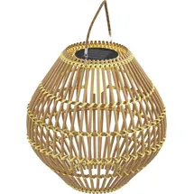 Outsunny Solarleuchte, Rattan Gartenleuchte, Wasserdichte Solarlampe mit Lichtsensor, LED Gartenlampe mit Trommel-Design, für Terrasse, Balkon,