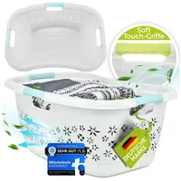 Kinderwelt Premium Wäschekorb 50 L mit ergonomischer Form, Soft-Touch-Griffen,